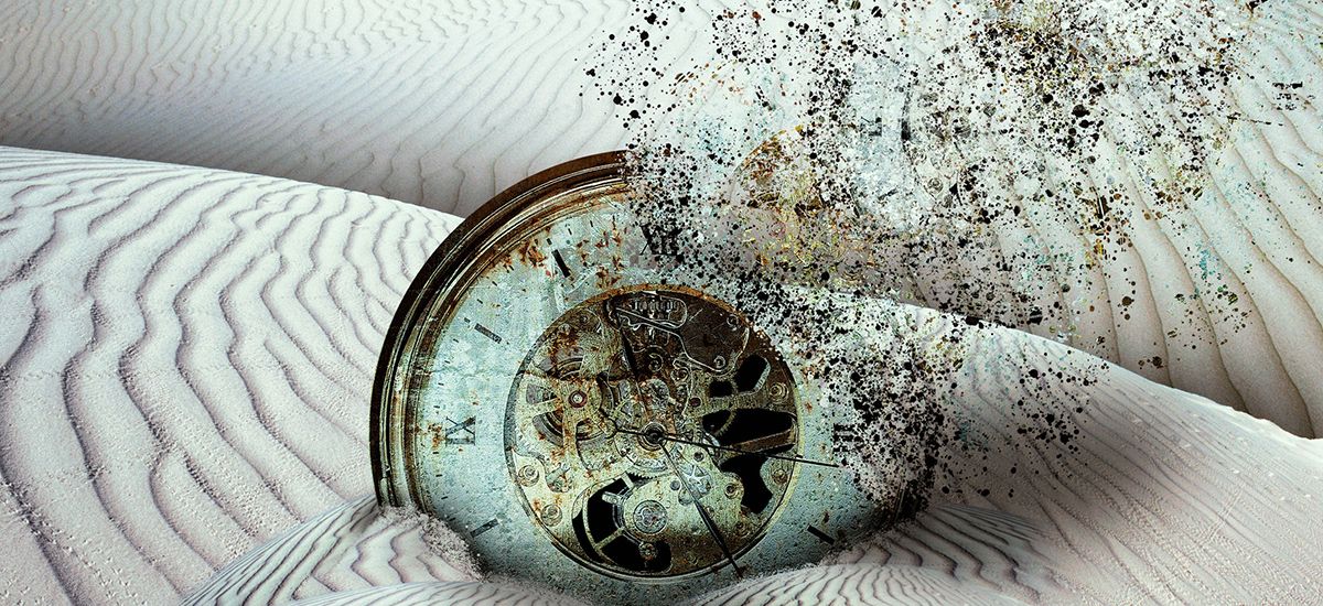 Vector image of clock face with overlay of sandstorm